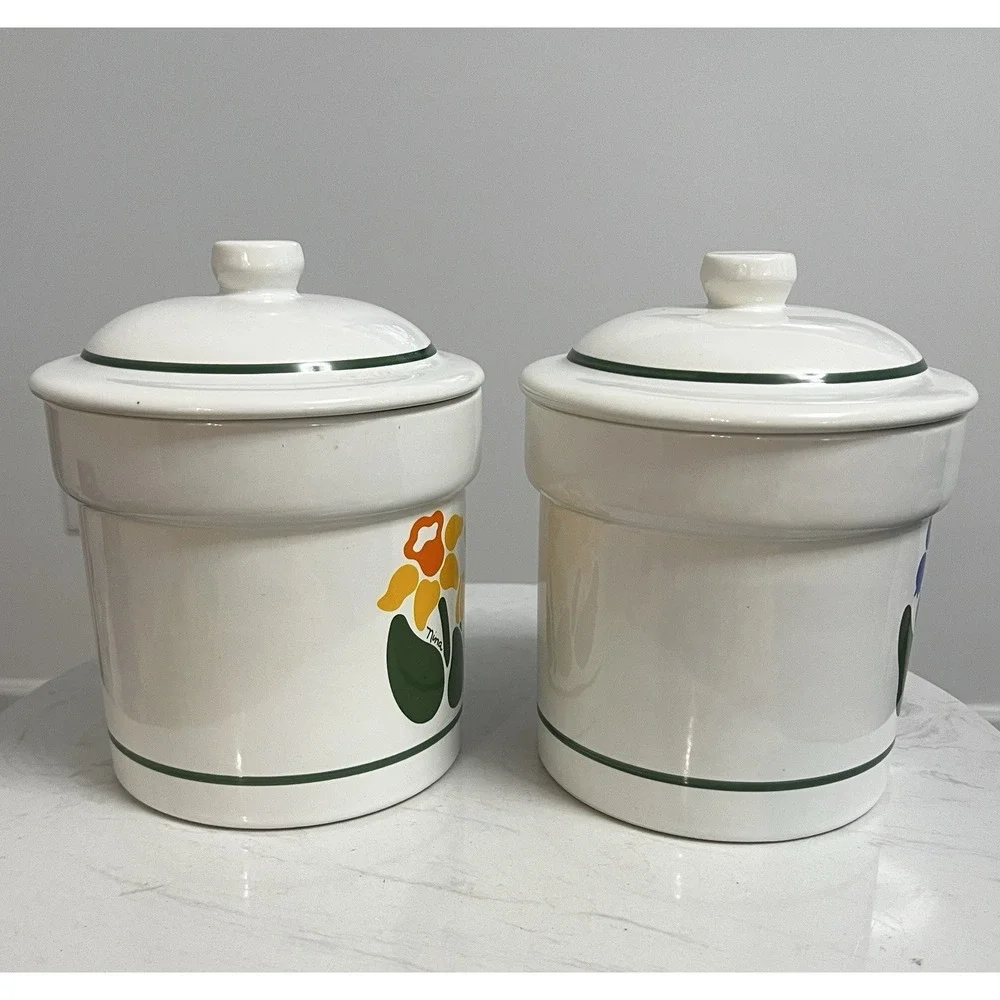 Vtg Treasure Craft Canisters Cottagecore Farmhouse Nina Floral Grannycore USA